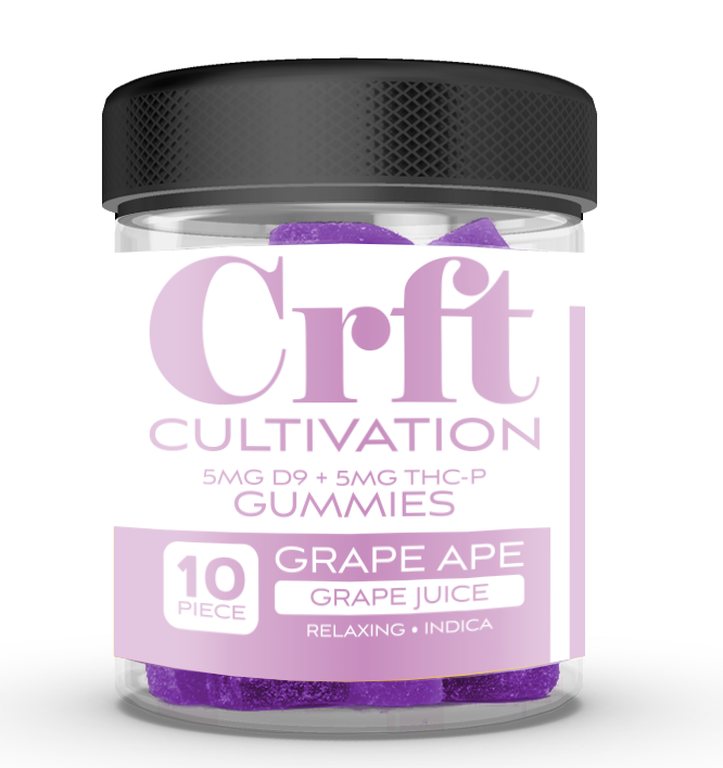 10 X 10MG D9 + THC-P GUMMIES - 6 COUNT - GRAPE APE